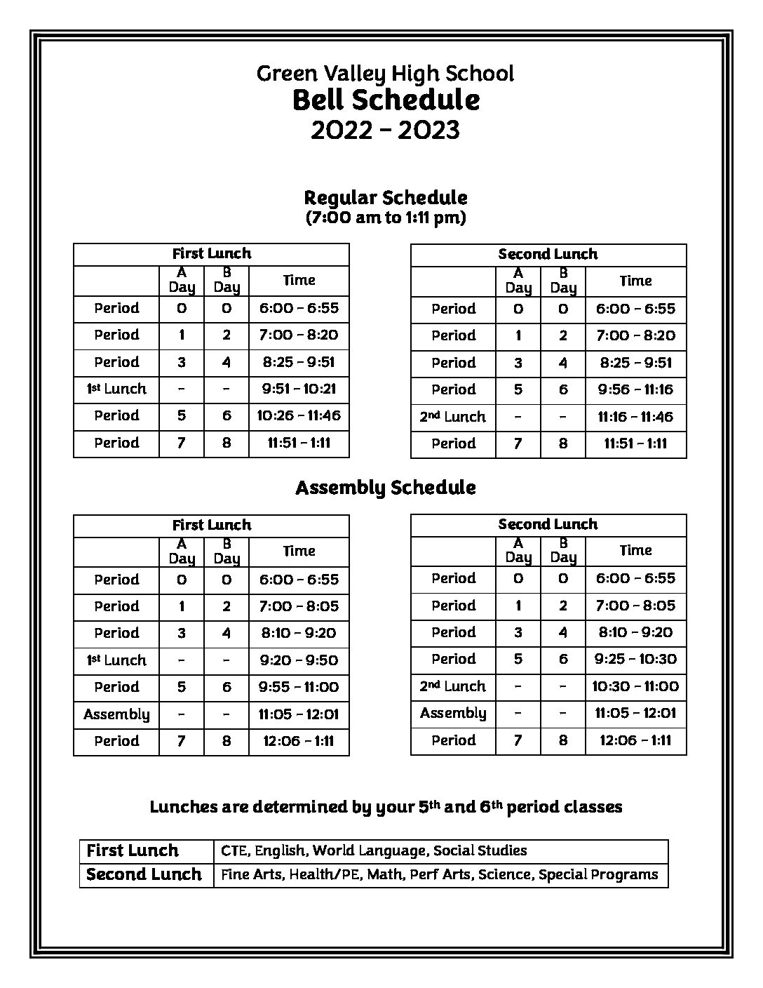 Assembly Schedule