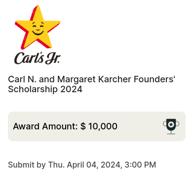 Carl’s JR. Scholarship