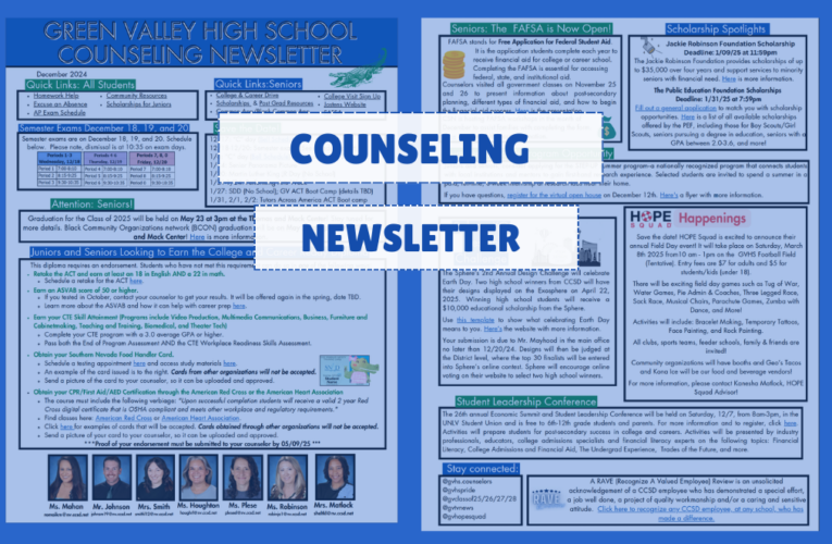 December Counselors Newsletter