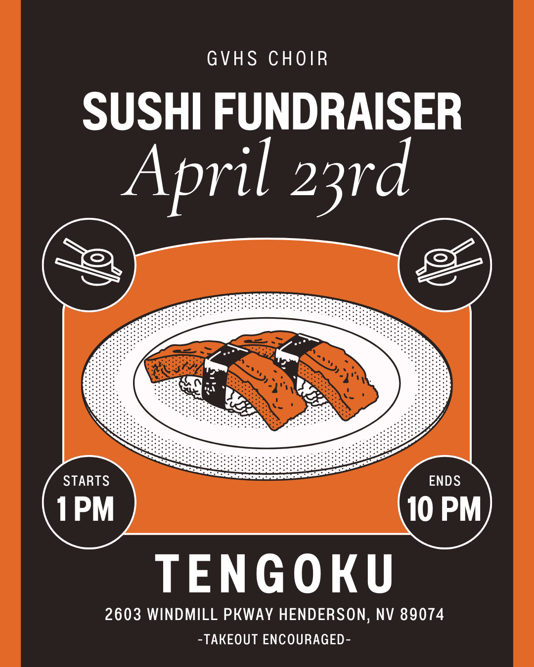 Choir Fundraiser at Tengoku Sushi