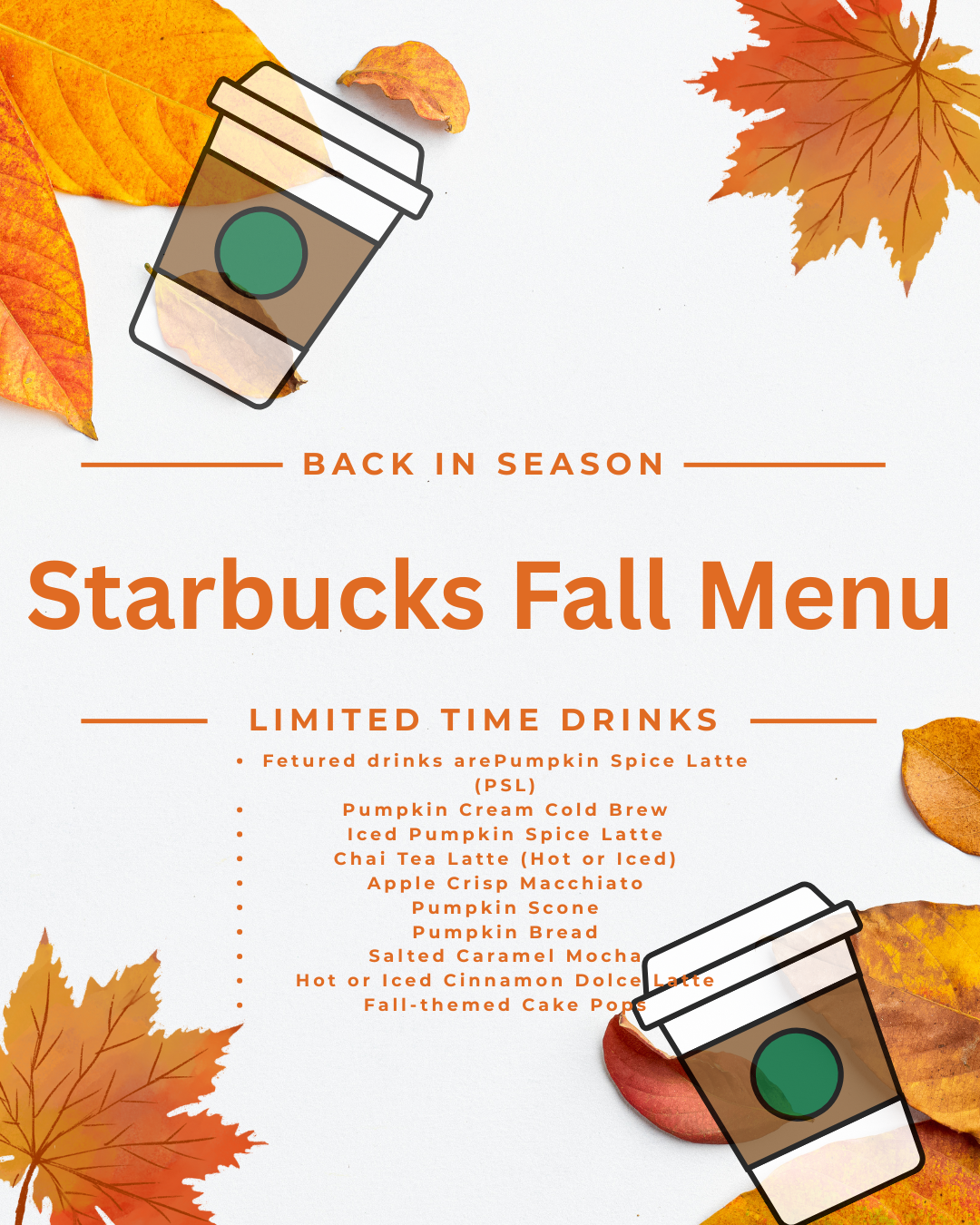 Starbucks Fall Menu