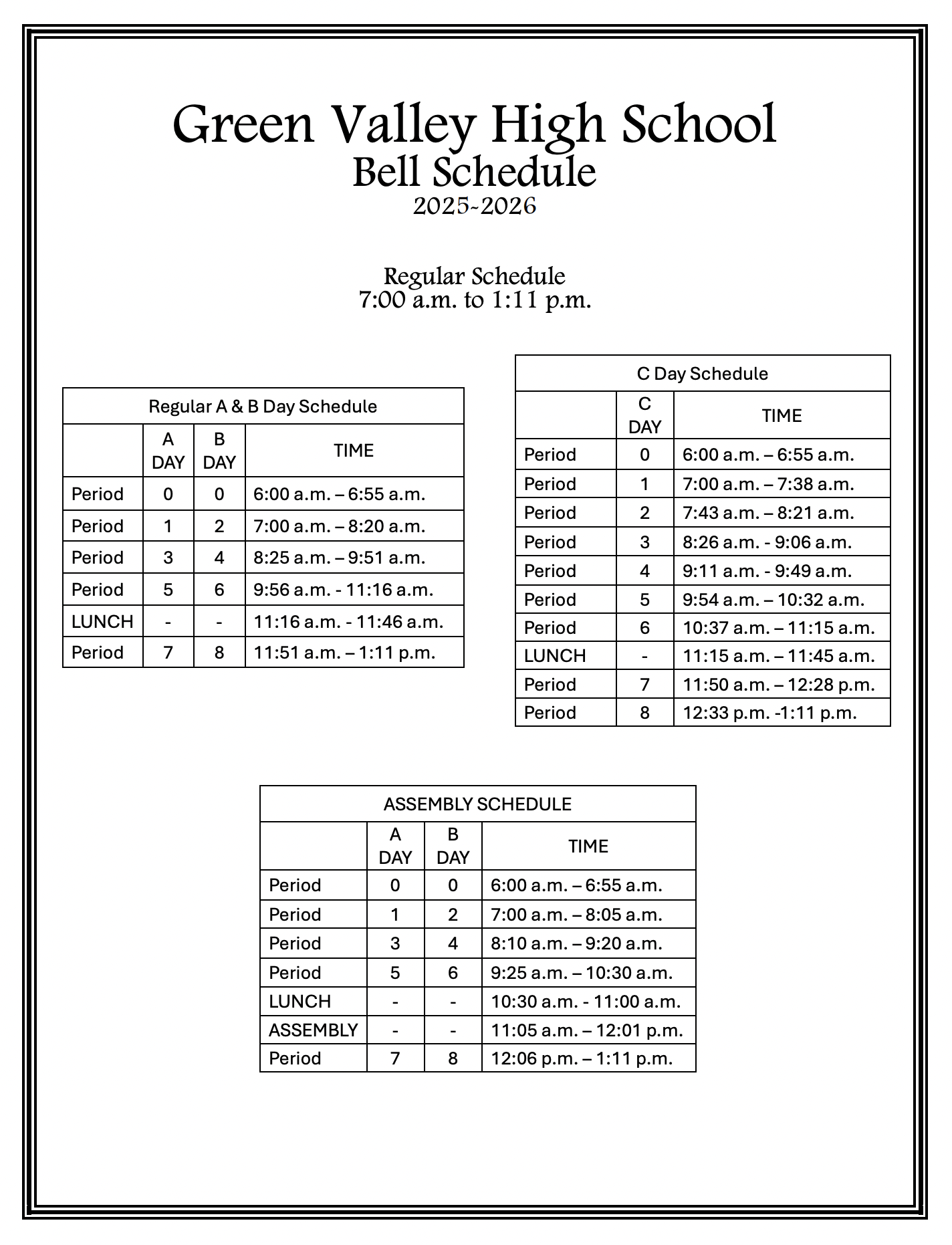 Bell Schedules